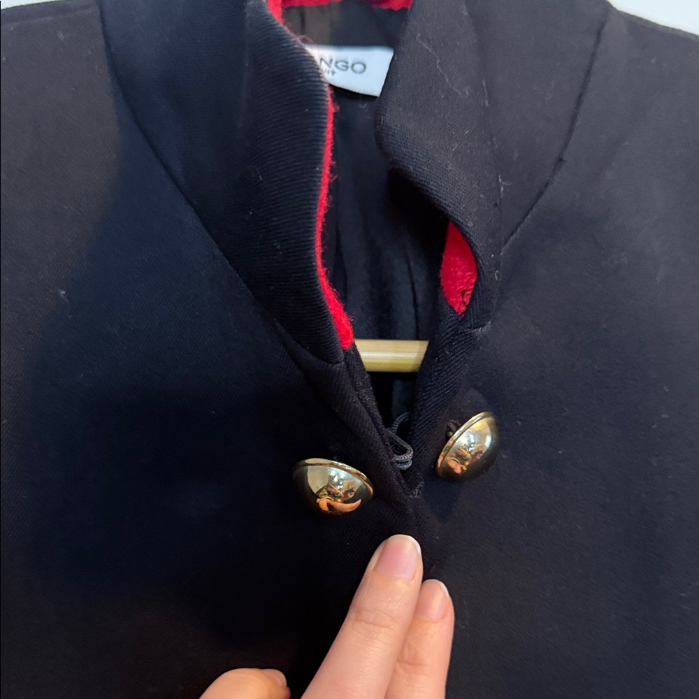 Mango Black Blazer with Red Trim and Gold Buttons - Picture 5 of 6